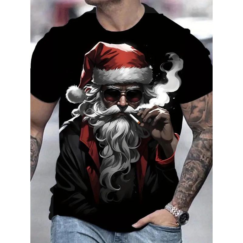Weihnachts-T-Shirts für Herren Sommer Lustiger 3D-Druck Herren-T-Shirts O-Ausschnitt Herren Kurzarm-T-Shirt Lässige Lockere Modekleidung 2XL von Joom DACH