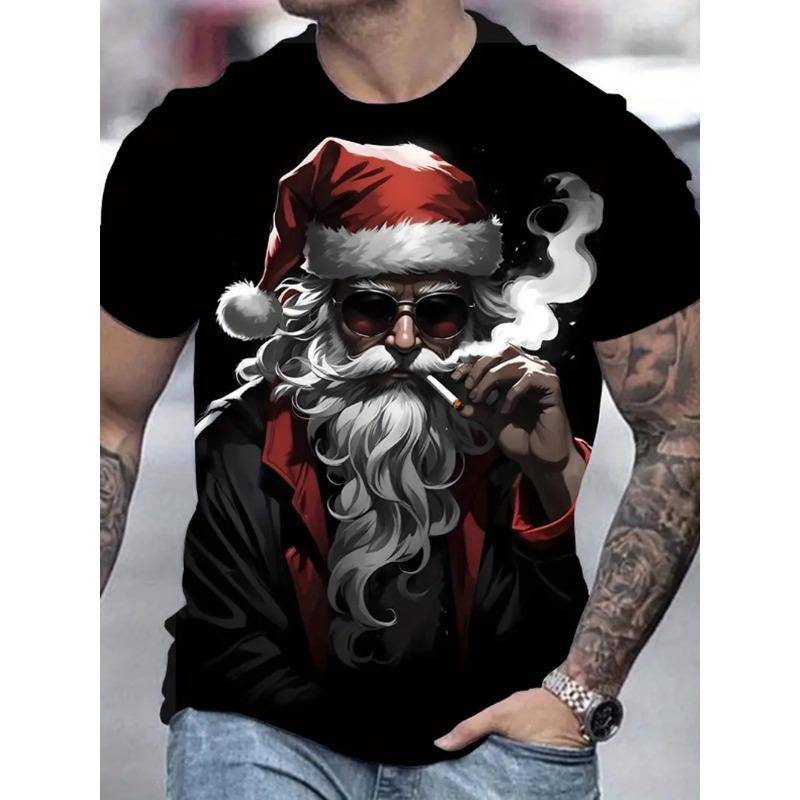 Weihnachts-T-Shirts für Herren Sommer Lustiger 3D-Druck Herren-T-Shirts O-Ausschnitt Herren Kurzarm-T-Shirt Lässige Lockere Modekleidung 2XL von Joom DACH
