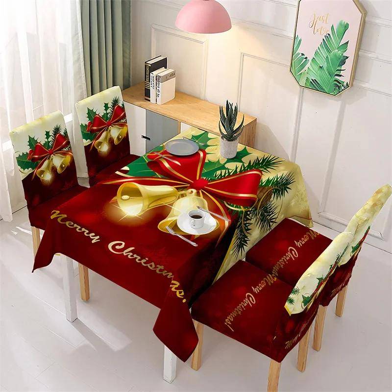 Weihnachts-Tischdecke Abdeckung Wasserdicht Abendessen Tischdecke Schneeflockenmuster Weihnachten Spandex Esszimmerstuhlabdeckungen Weihnachtsfeier only 1 Chair Cover von Joom DACH