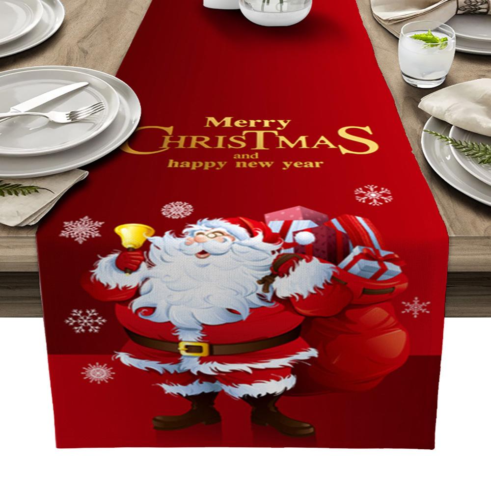 Weihnachts-Tischläufer, Leinen, rot, kariert, für Party, Küche, Tischdekoration, lange Tischdecke 33x150cm von Joom DACH