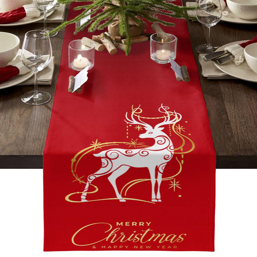 Weihnachts-Tischläufer, Leinen, rot, kariert, für Party, Küche, Tischdekoration, lange Tischdecke 33x150cm von Joom DACH