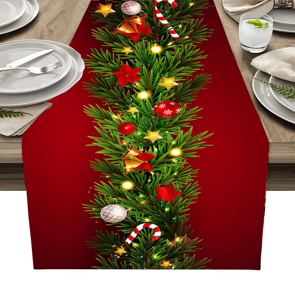 Weihnachts-Tischläufer, Leinen, rot, kariert, für Party, Küche, Tischdekoration, lange Tischdecke 33x180cm von Joom DACH