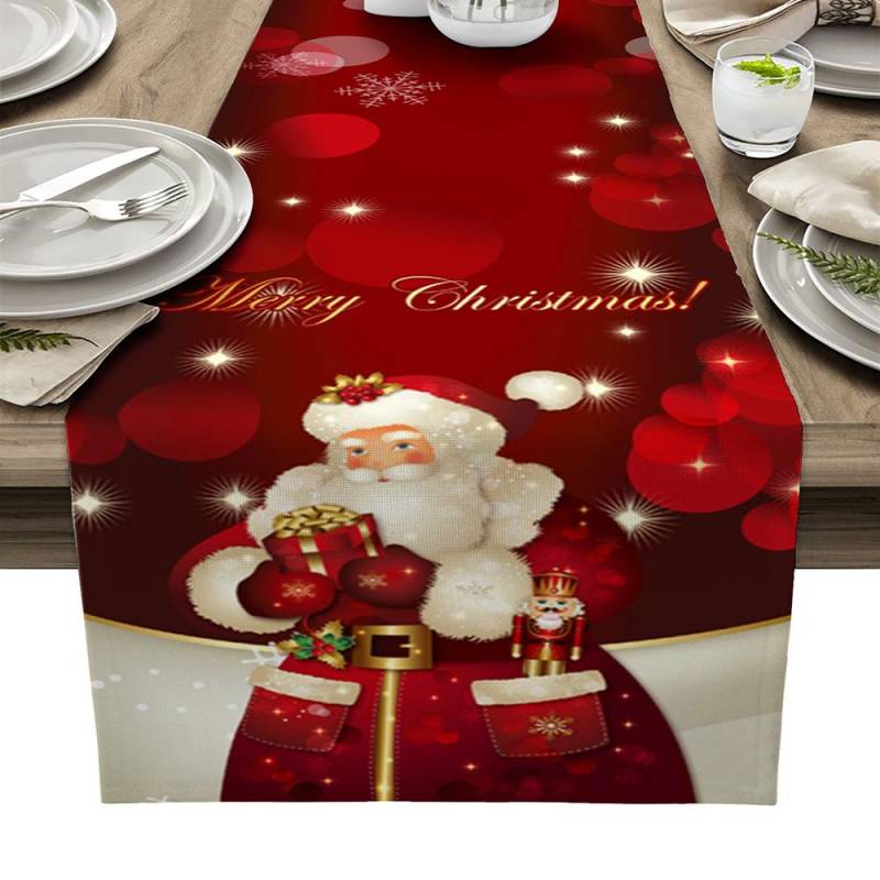 Weihnachts-Tischläufer, Leinen, rot, kariert, für Party, Küche, Tischdekoration, lange Tischdecke 33x200cm von Joom DACH