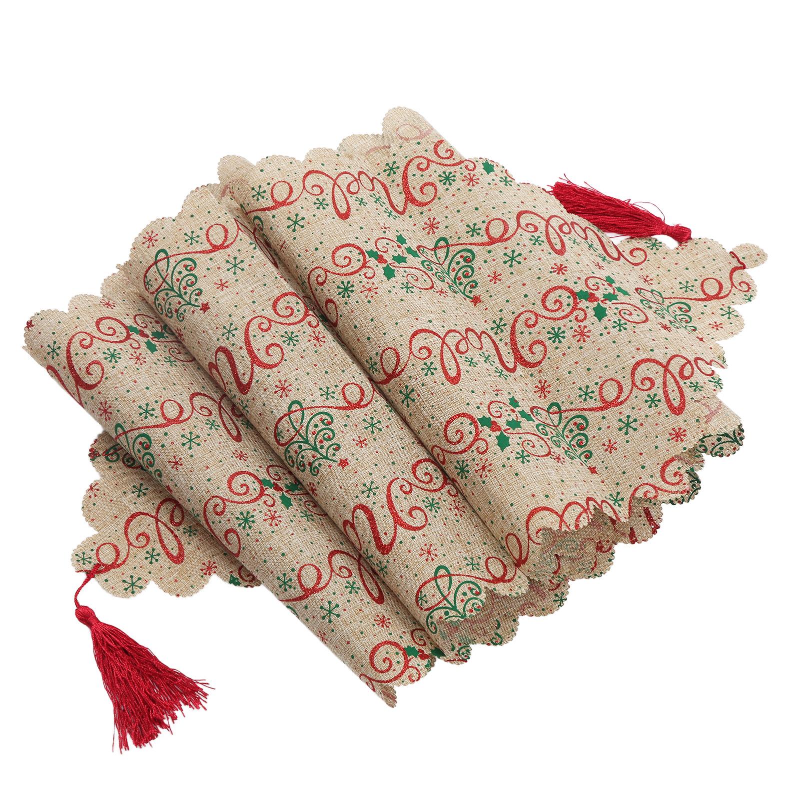 Weihnachts-Tischläufer Elegant Schön Exquisit Klassisches Muster Langlebiger TischläuferLeinen von Joom DACH