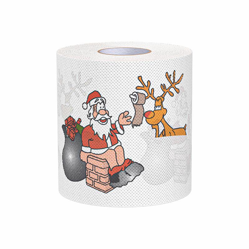 Weihnachts-Toilettenpapier Bunt bedrucktes Badezimmerpapier Weich Hautfreundlich Feiertags-Papierhandtücher Heimrollenpapier Christmas Chimney von Joom DACH
