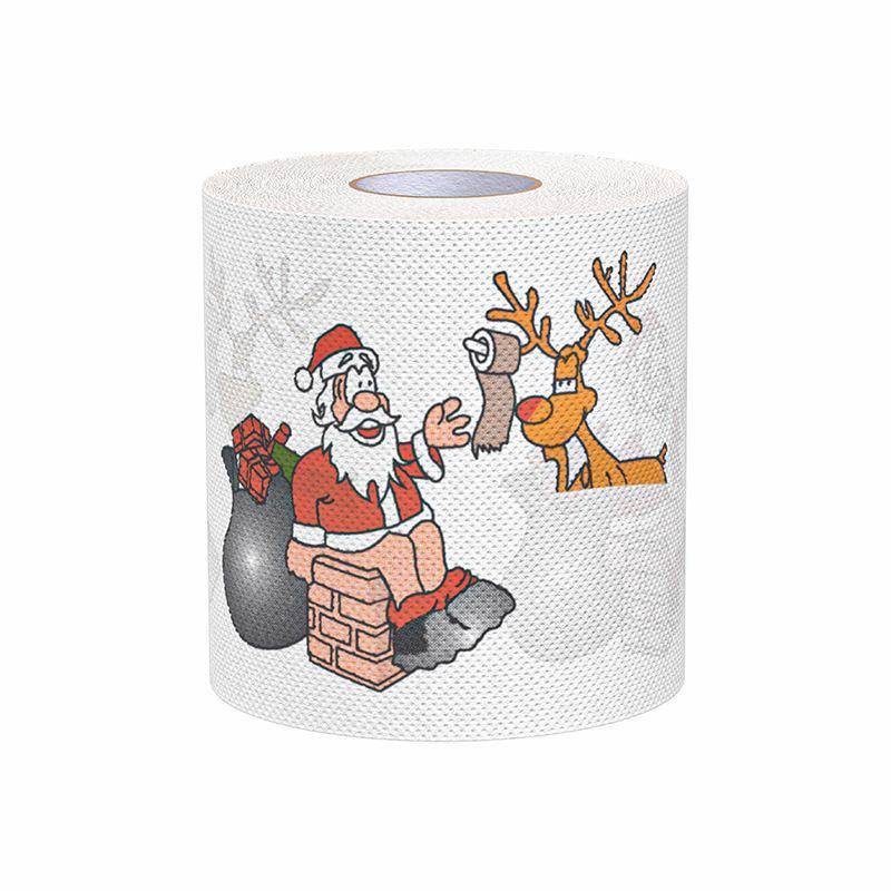 Weihnachts-Toilettenpapier Bunt bedrucktes Badezimmerpapier Weich Hautfreundlich Feiertags-Papierhandtücher Heimrollenpapier Christmas Chimney von Joom DACH