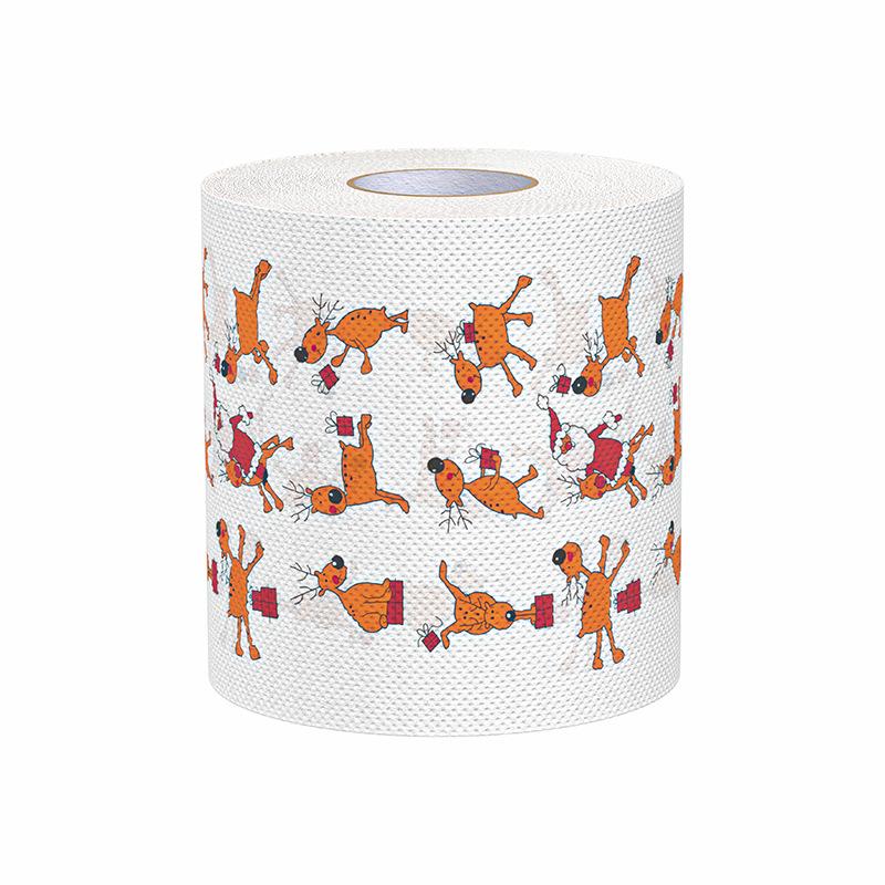 Weihnachts-Toilettenpapier Bunt bedrucktes Badezimmerpapier Weich Hautfreundlich Feiertags-Papierhandtücher Heimrollenpapier Christmas Deer von Joom DACH