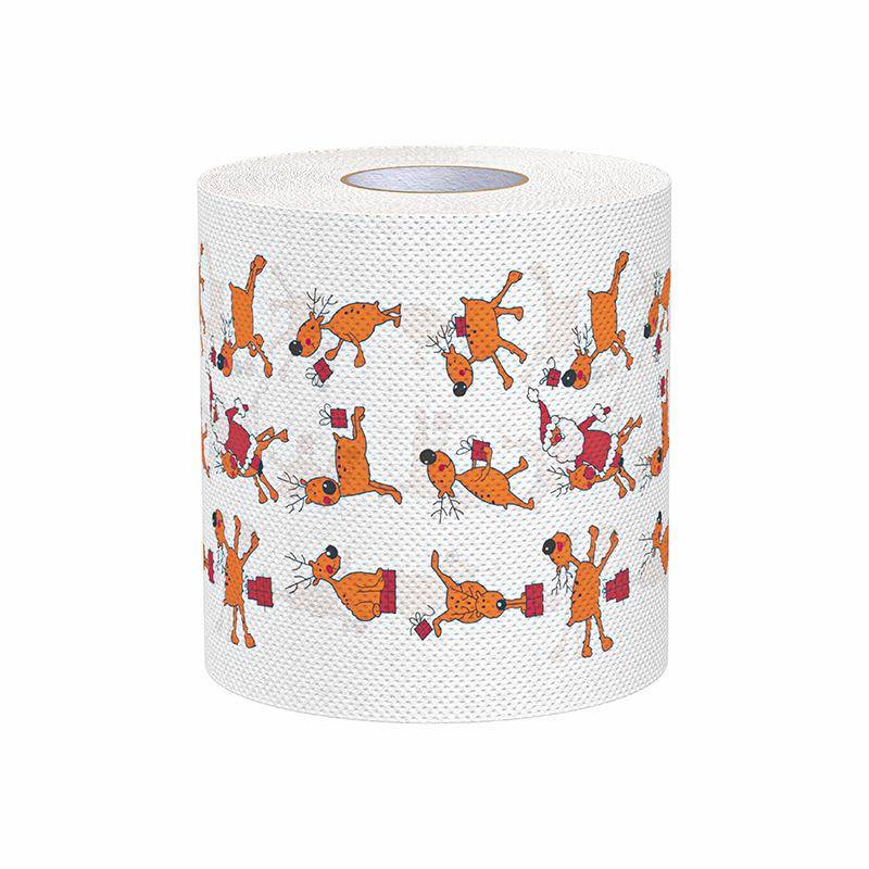 Weihnachts-Toilettenpapier Bunt bedrucktes Badezimmerpapier Weich Hautfreundlich Feiertags-Papierhandtücher Heimrollenpapier Christmas Deer von Joom DACH