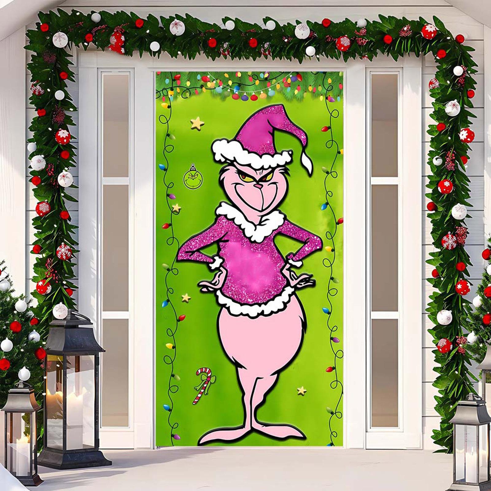 Weihnachts-Türbezug Dekoratives Hängegewebe Grüner Türbezug Weihnachts-Türvorhang Neujahrs-Wandteppich Türbezug Hintergrund One Size von Joom DACH