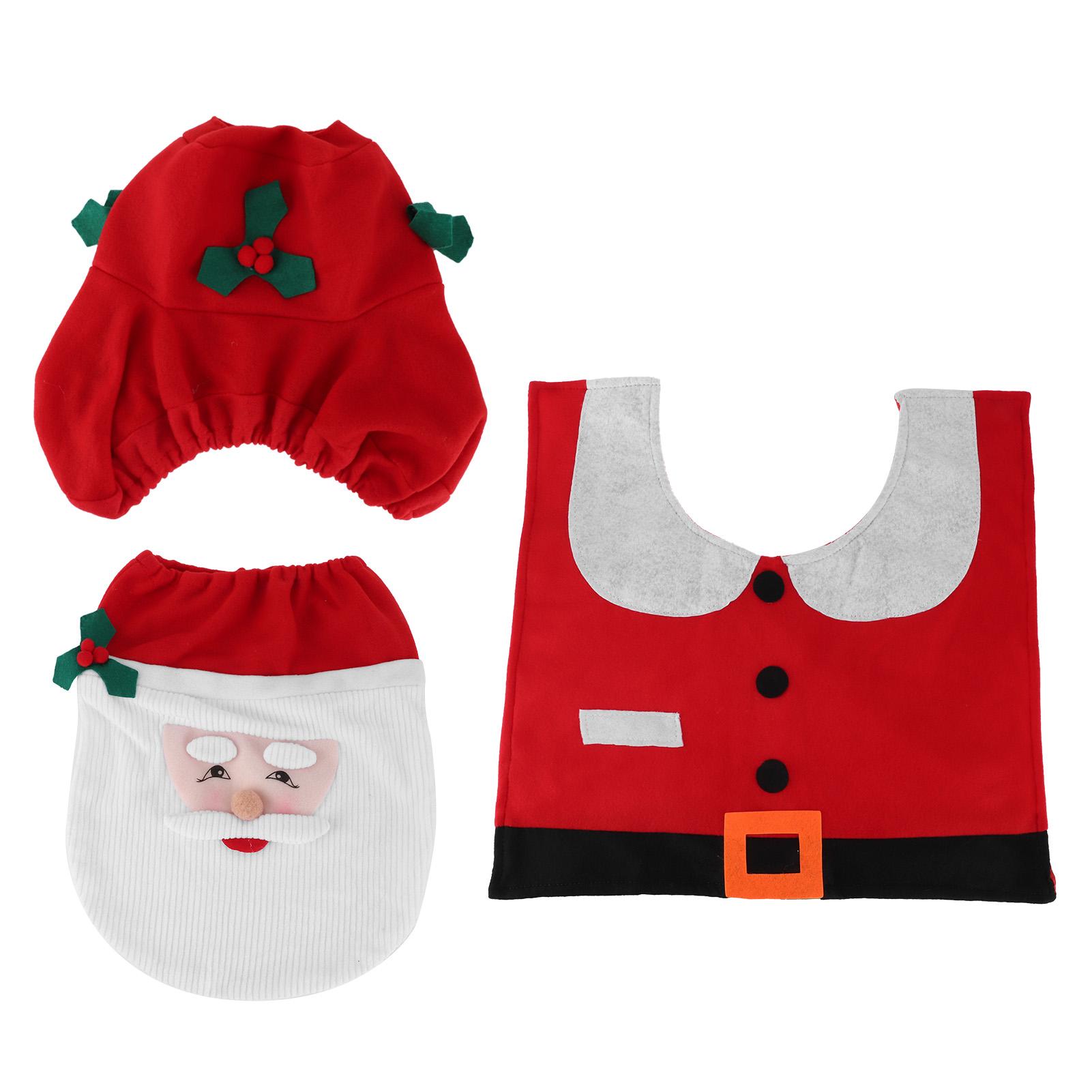 Weihnachts-WC-Sitzbezug Badezimmermatte Dekor WC-Deckel Teppich-Set Heimdekoration von Joom DACH