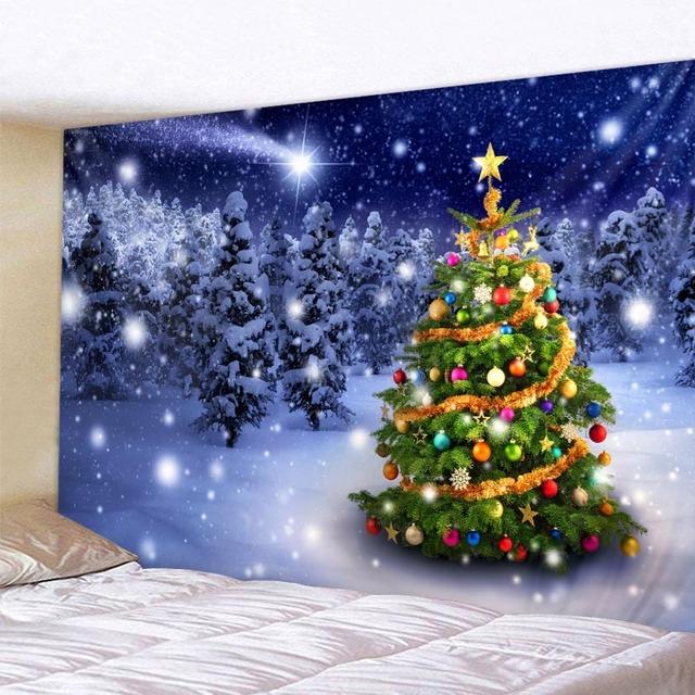 Weihnachts-Wandteppich, Wandhalterung, Weihnachtsmann, Weihnachtsbaum, Schneeansicht, Zuhause, Wohnzimmer, Schlafzimmer, Urlaubsdekoration, Weihnachtsgeschenke 230x150cm von Joom DACH