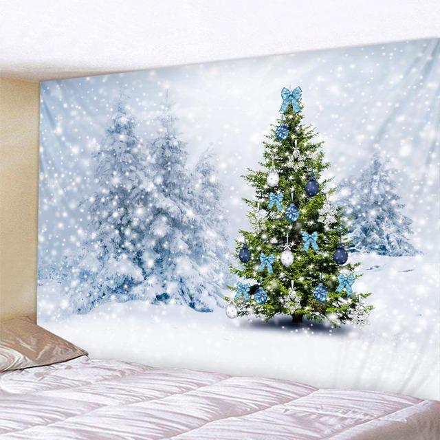 Weihnachts-Wandteppich, Wandhalterung, Weihnachtsmann, Weihnachtsbaum, Schneeansicht, Zuhause, Wohnzimmer, Schlafzimmer, Urlaubsdekoration, Weihnachtsgeschenke 230x150cm von Joom DACH