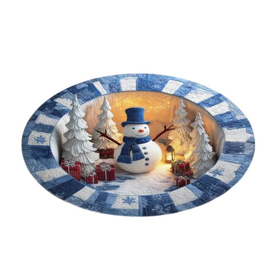 Weihnachts-Weihnachtsmann-Gnom Gesteppte Runde Matte Festlicher Bereichsteppich Rutschfeste Rückseite Fußmatte Wohnzimmer Badezimmer Küche Saugfähige Matte 60cm P von Joom DACH