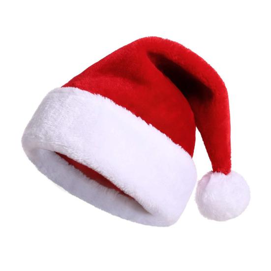 Weihnachts-Weihnachtsmann-Mütze, weicher, flauschiger Plüsch-Bommel, wiederverwendbar, für Erwachsene, Kinder, ganze Familie, festlich, rot, weiß, Weihnachtsmütze, Party-Kostüm-Requisite Kid  C von Joom DACH
