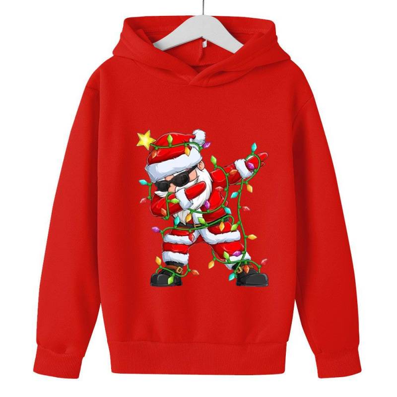 Weihnachts-Weihnachtsmann-Sweatshirt für mittlere und große Kinder - Herbst-/Winter-Sportbekleidung 140 cm rot von Joom DACH