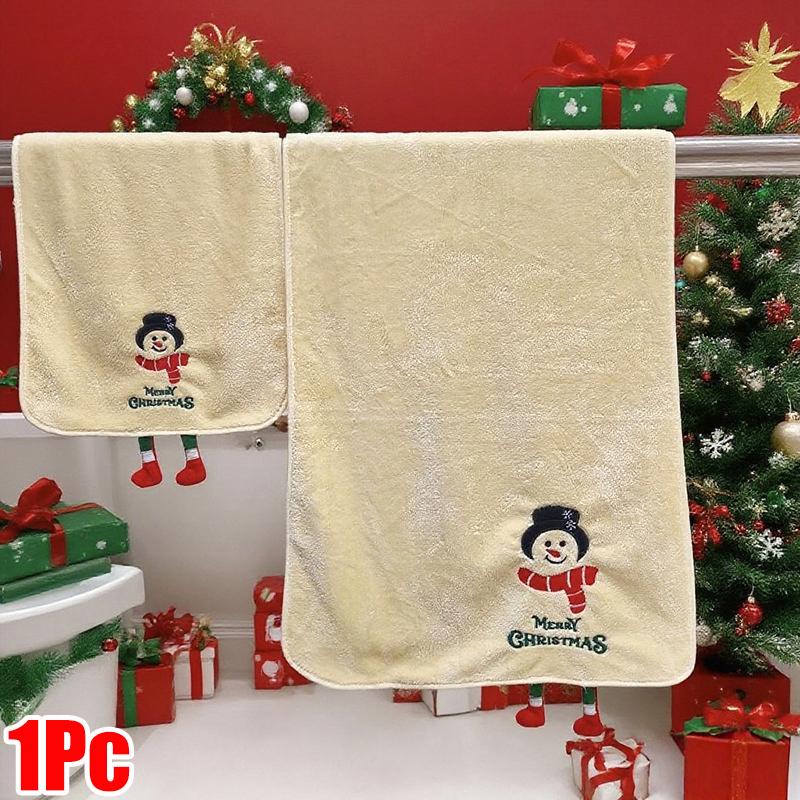 Weihnachtsbadetücher Praktisches Weihnachtsgeschenk Bequemes Handtuch Dickes Cartoon-Muster Niedlich 35*75/70*140cm A beige von Joom DACH