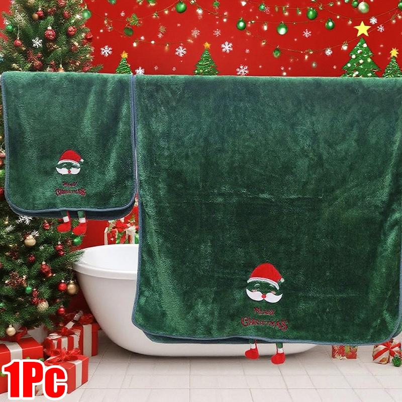 Weihnachtsbadetücher Praktisches Weihnachtsgeschenk Bequemes Handtuch Dickes Cartoon-Muster Niedlich 35*75/70*140cm A grün von Joom DACH