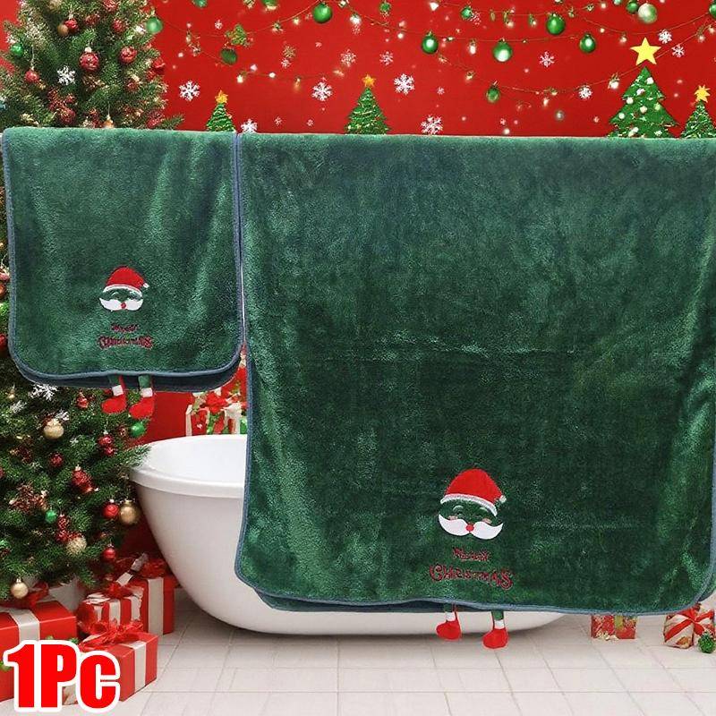 Weihnachtsbadetücher Praktisches Weihnachtsgeschenk Bequemes Handtuch Dickes Cartoon-Muster Niedlich 35*75/70*140cm A grün von Joom DACH