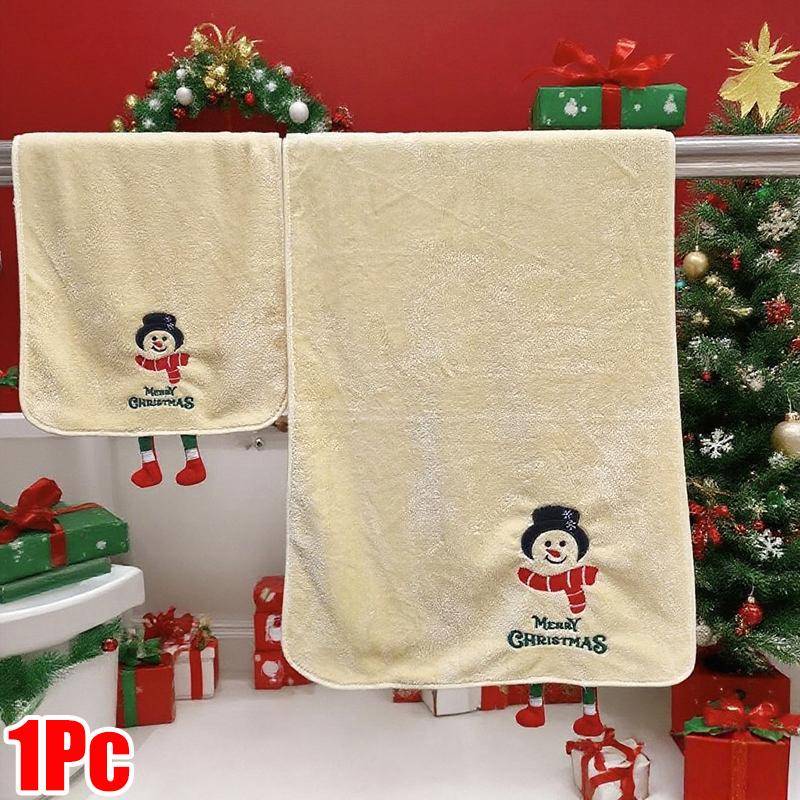 Weihnachtsbadetücher Praktisches Weihnachtsgeschenk Bequemes Handtuch Dickes Cartoon-Muster Niedlich 35*75/70*140cm B beige von Joom DACH