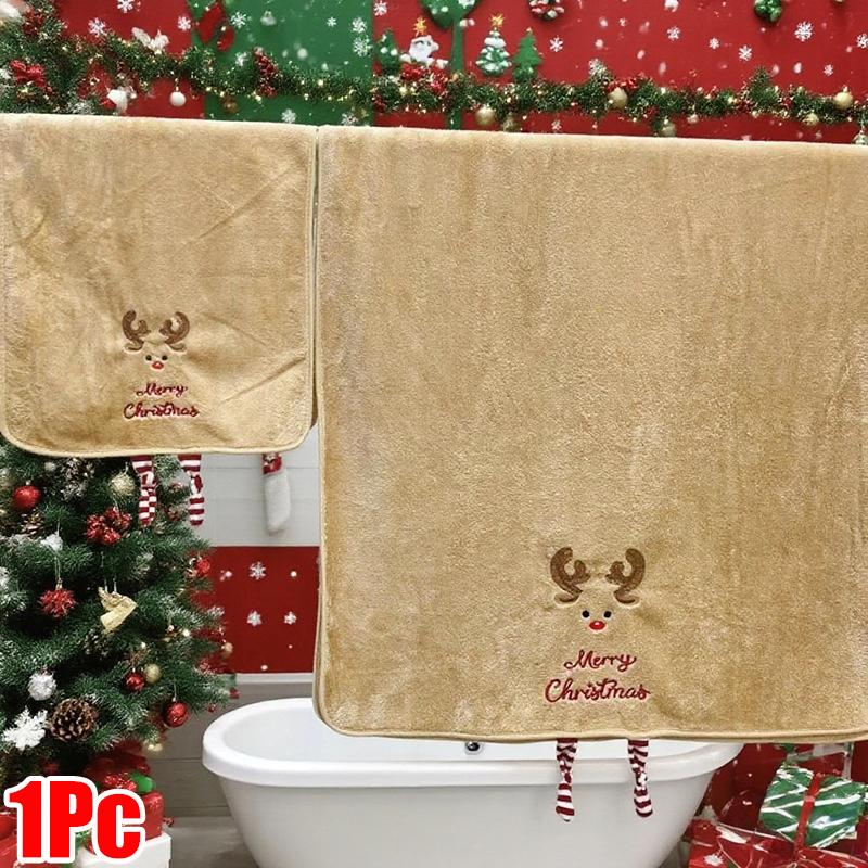 Weihnachtsbadetücher Praktisches Weihnachtsgeschenk Bequemes Handtuch Dickes Cartoon-Muster Niedlich 35*75/70*140cm B braun von Joom DACH