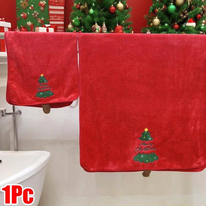 Weihnachtsbadetücher Praktisches Weihnachtsgeschenk Bequemes Handtuch Dickes Cartoon-Muster Niedlich 35*75/70*140cm B rot von Joom DACH