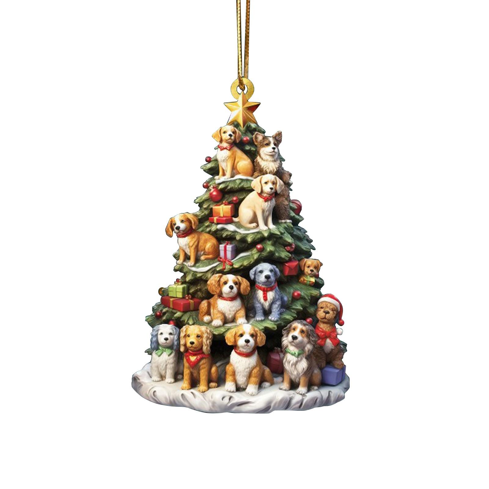 Weihnachtsbaum-Anhänger mit Hunden, Weihnachtsdekoration aus Acryl, Weihnachtsdekoration One Size von Joom DACH