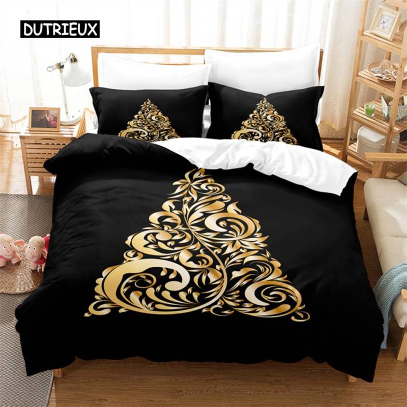 Weihnachtsbaum Bettwäsche Set Bettbezug Set 3D Bettwäsche Digitaldruck Bettwäsche Queen Size Bettwäsche Set Modedesign EU single(135x200cm) von Joom DACH