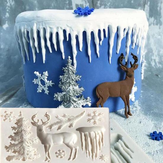 Weihnachtsbaum Rentier Schneeflocke 3D Silikon Kuchen Fondant Form DIY Backform von Joom DACH