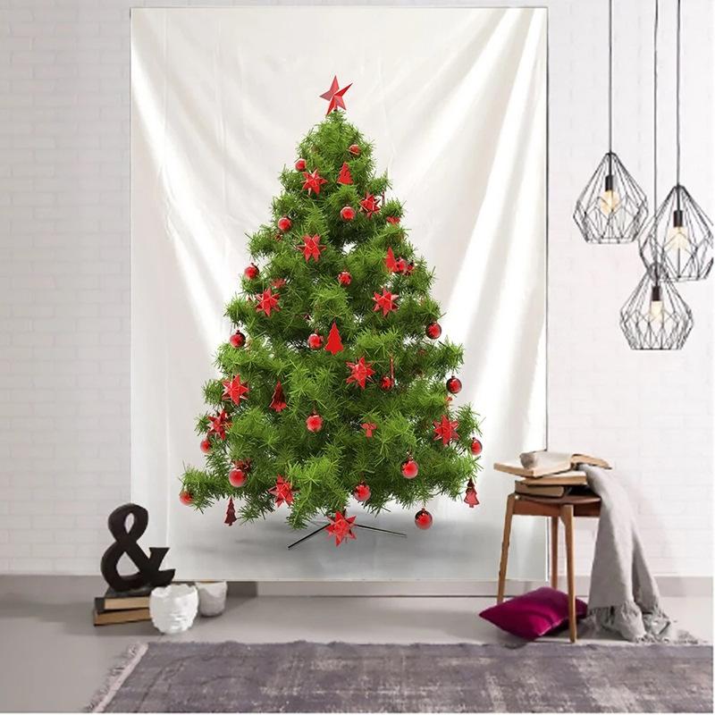 Weihnachtsbaum hängende Stoffdekoration, kleiner frischer Weihnachtshintergrund, Wanddecke, Wandtuch, einfacher Wandteppich, große Größe 150x100cm von Joom DACH