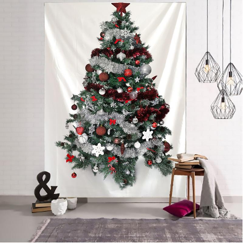 Weihnachtsbaum hängende Stoffdekoration, kleiner frischer Weihnachtshintergrund, Wanddecke, Wandtuch, einfacher Wandteppich, große Größe 200x150cm von Joom DACH