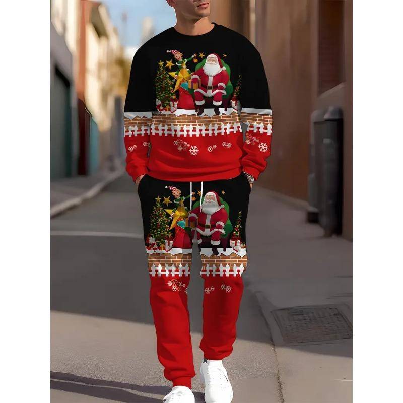 Weihnachtsbekleidungsset Frühling Herbst Herren Damen Mode 3D-Druck 2-teiliger Anzug Freizeit Sportbekleidung Sweatshirt Jogginghose 2-teilige Sets XL von Joom DACH