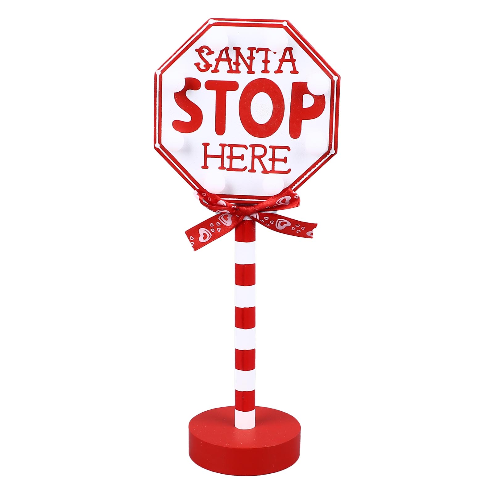 Weihnachtsdeko „Stop Here“ aus Metall, Massivholz, LED, zarte Weihnachtsbaumspitze mit Weihnachtsmann-Motiv „Stop Here“ für Weihnachten von Joom DACH