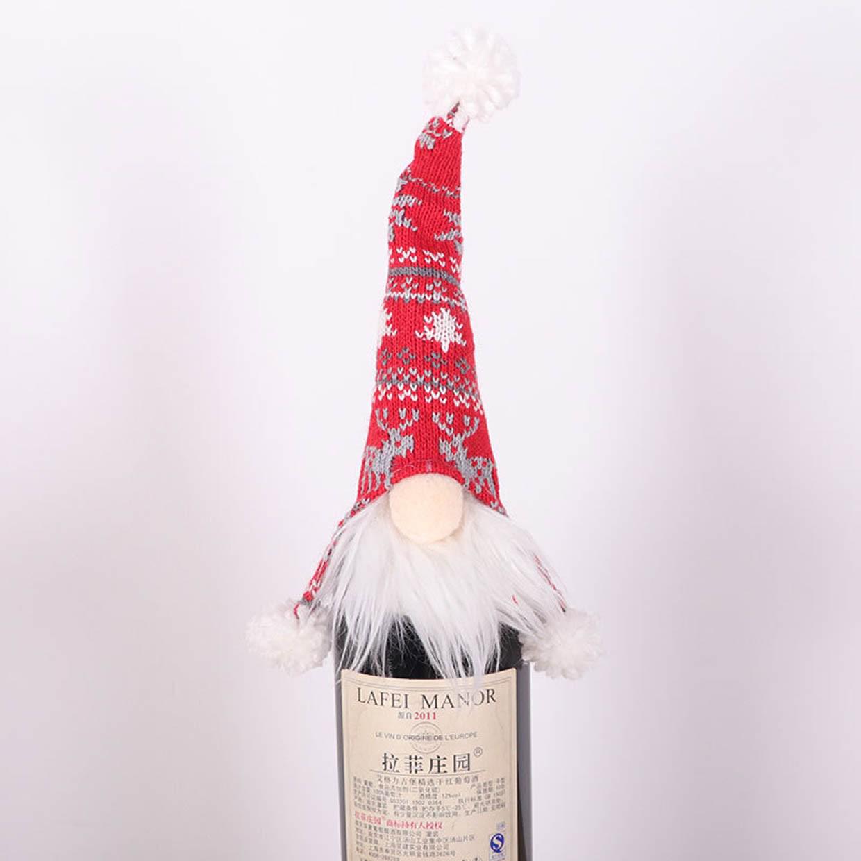 Weihnachtsdekoration, gesichtslose Puppe, Weinflaschenhalter, Weihnachtsmann, Weinbeutel bunt von Joom DACH