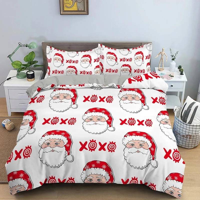 Weihnachtsdekoration Bettwäscheset Luxuriös Weich Bettbezug Set 3D Weihnachts-Druck Steppdecke Bezug King Queen Einzelgröße Heimtextil EU single(135x200cm) von Joom DACH