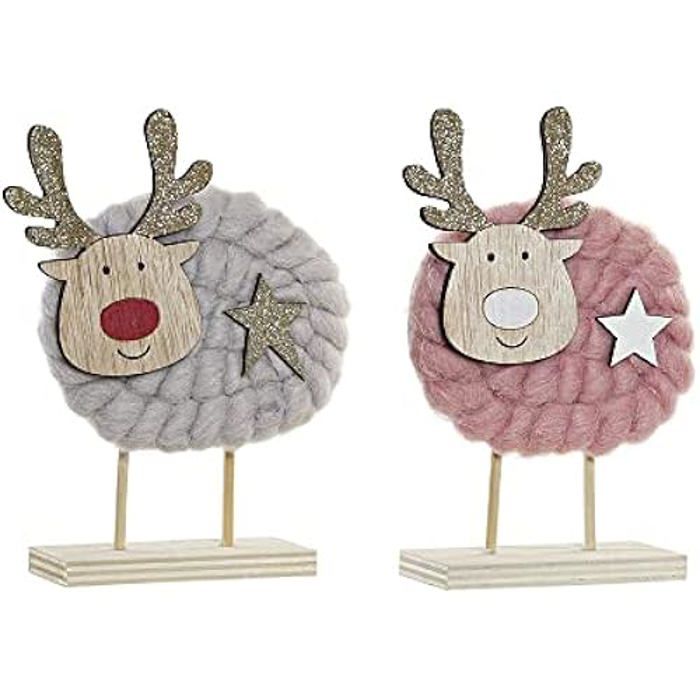 Weihnachtsdekoration - DKD Home Decor - 2er-Set - Polyester - Holz - Mehrfarbig - 10 x 4 x 16 cm von Joom DACH