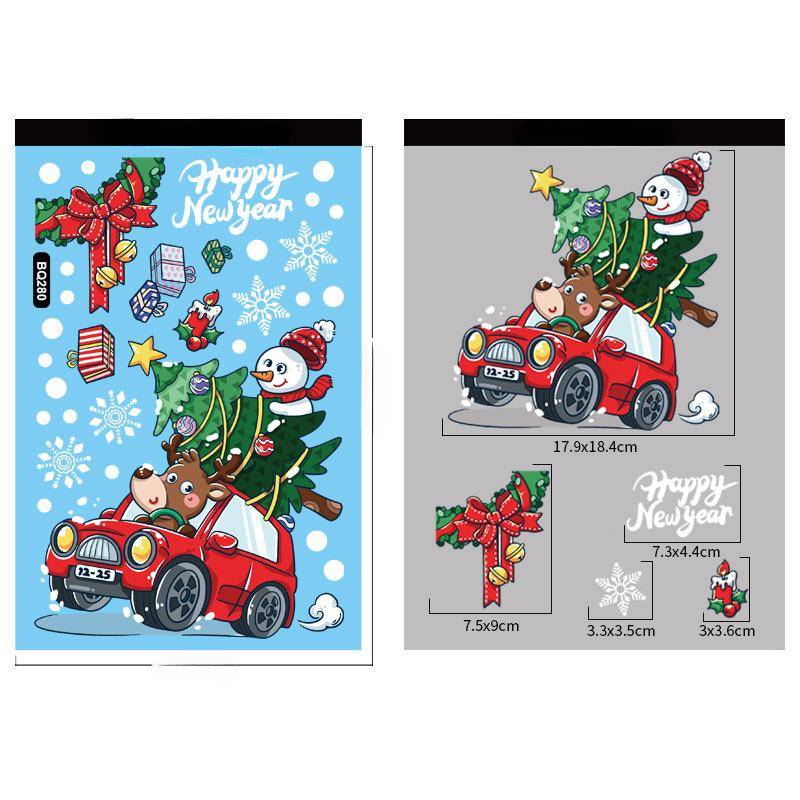 Weihnachtsdekoration Fensteraufkleber Cartoon Elch Weihnachtsmann Schneemann Weihnachtsspiegelaufkleber Frohe Weihnachten Aufkleber Neujahr 30*20cm von Joom DACH