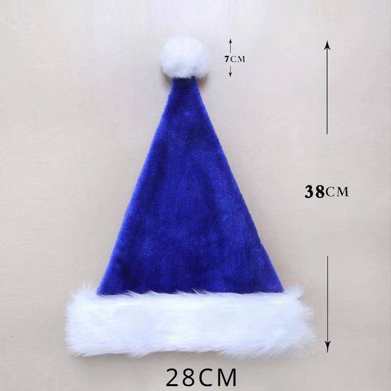 Weihnachtsdekoration für das neue Jahr 2024, Rot, Blau, Grün, Schwarz, für Erwachsene und Kinder, große, verdickte Plüsch-Weihnachtsmütze children blau von Joom DACH