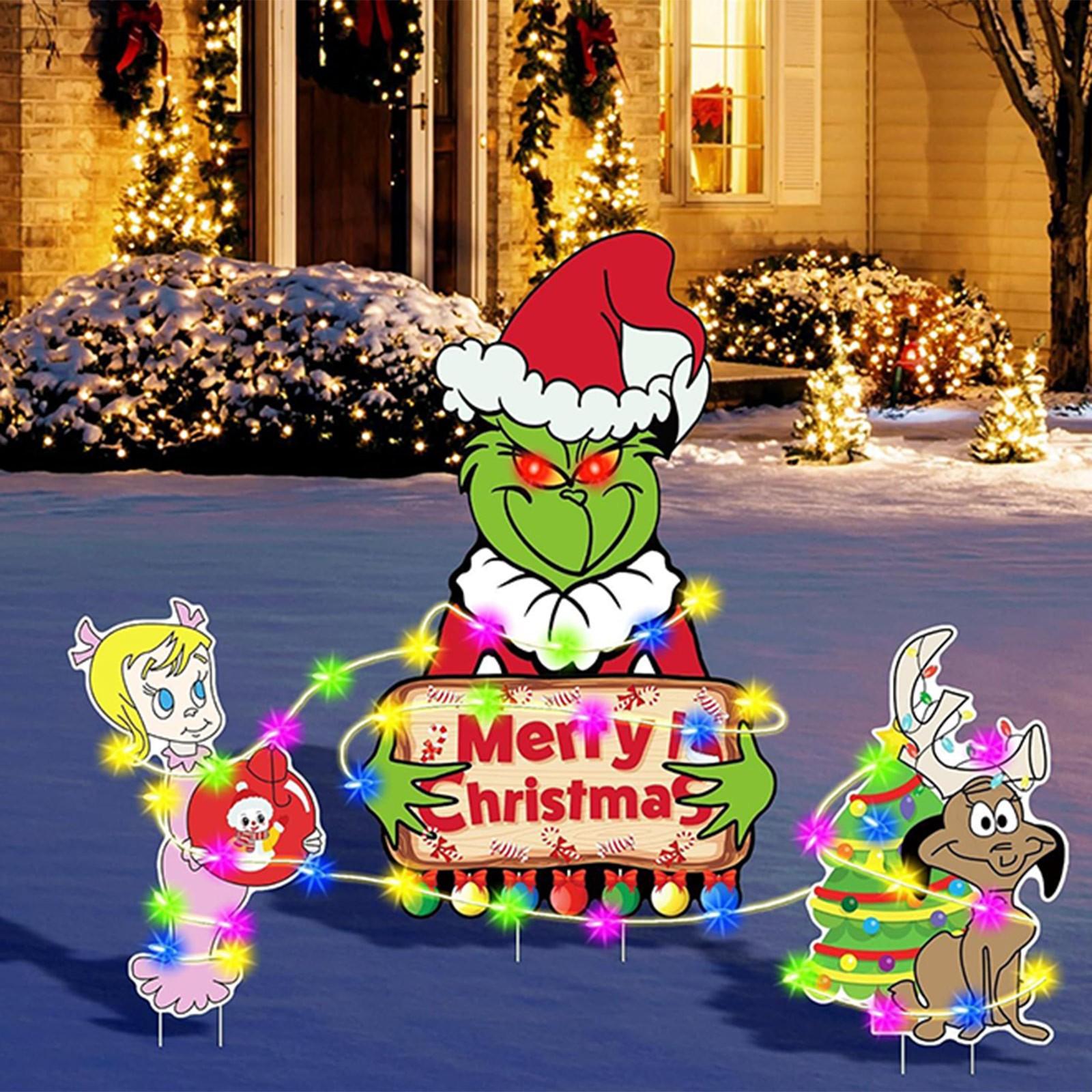 Weihnachtsdekorationen, 1 Stück Hofschilder mit Pfählen, Schild für Weihnachtsgartendekoration, G-rinch stiehlt Weihnachtsdekoration, Partyzubehör, Dekorationen für den Außenbereich One Size von Joom DACH