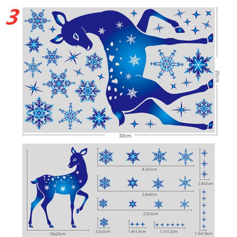 Weihnachtsdekorationen, Schneeflocken-Aufkleber, Glasfenster-Dekorationsaufkleber, weihnachtliche blaue Schneeflocke, Elch, elektrostatische Aufkleber 3 von Joom DACH