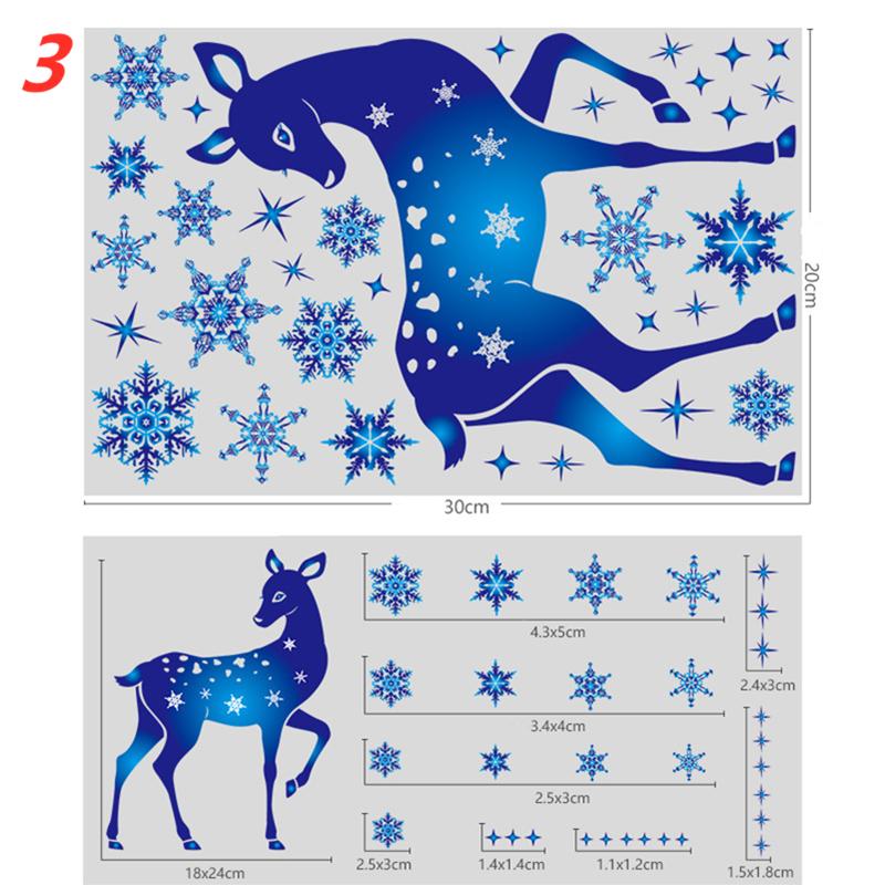 Weihnachtsdekorationen, Schneeflocken-Aufkleber, Glasfenster-Dekorationsaufkleber, weihnachtliche blaue Schneeflocke, Elch, elektrostatische Aufkleber 3 von Joom DACH