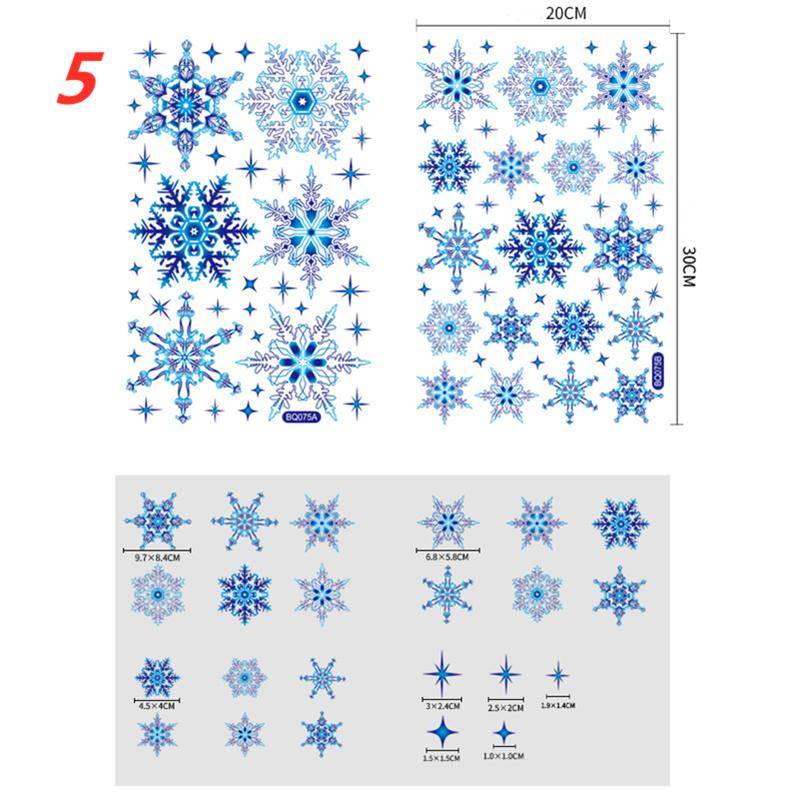 Weihnachtsdekorationen, Schneeflocken-Aufkleber, Glasfenster-Dekorationsaufkleber, weihnachtliche blaue Schneeflocke, Elch, elektrostatische Aufkleber 5 von Joom DACH
