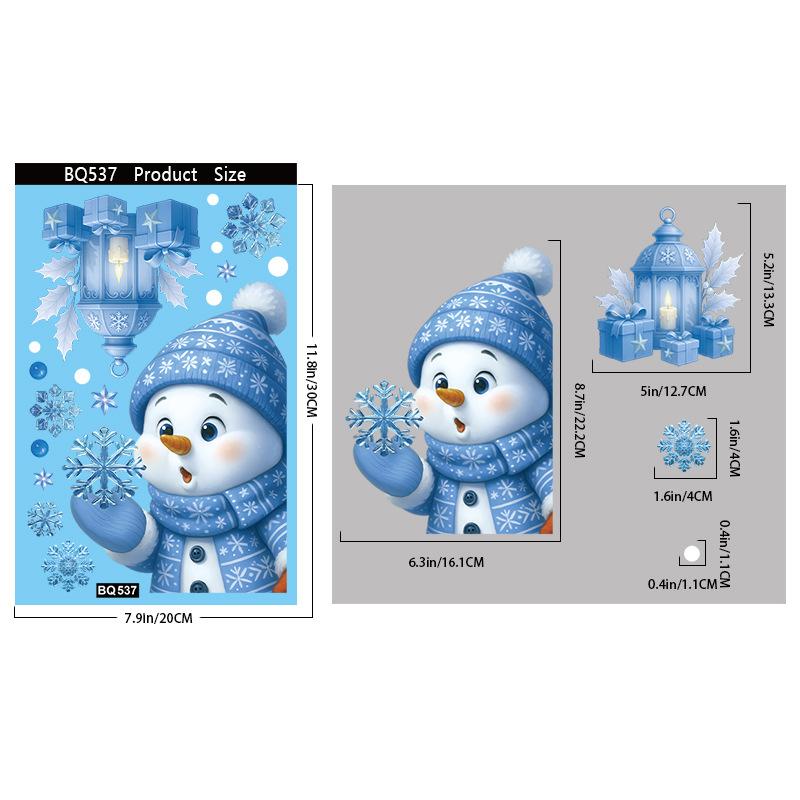 Weihnachtsfensteraufkleber Winter Schneemann Weihnachtsmann Schneeflocke Elch Statische Aufkleber Glasornamente Frohe Weihnachten Deko von Joom DACH