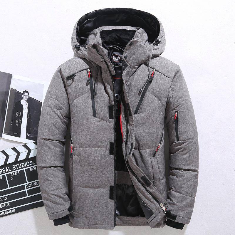 Weihnachtsgeschenk Herren Daunenjacke Schnee Parkas Männliche warme Kapuze winddichte Winter Daunenjacke Oberbekleidung L grau von Joom DACH
