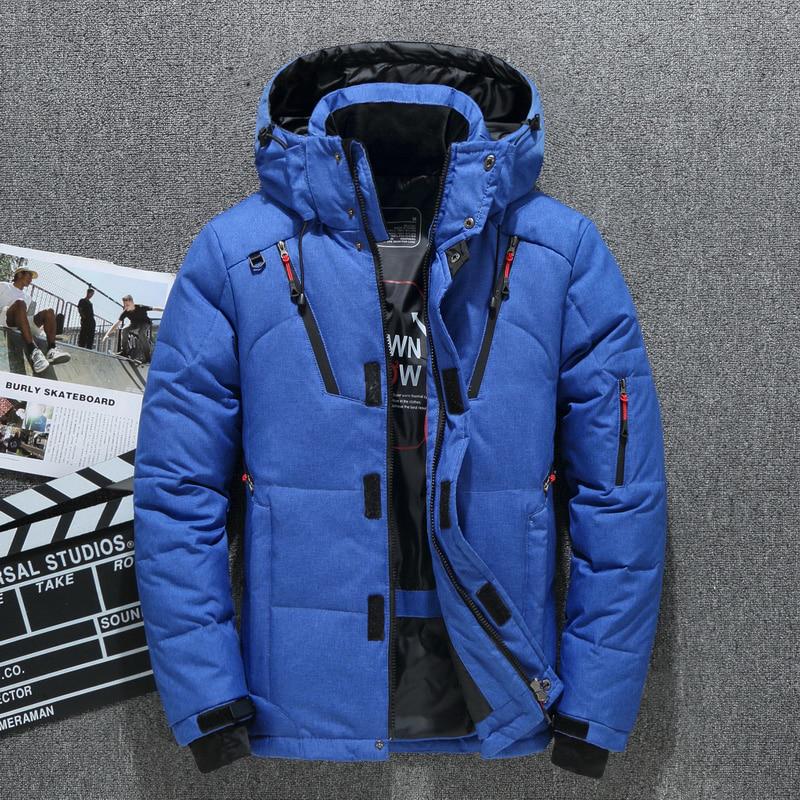 Weihnachtsgeschenk Herren Daunenjacke Schnee Parkas Männliche warme Kapuze winddichte Winter Daunenjacke Oberbekleidung XL blau von Joom DACH