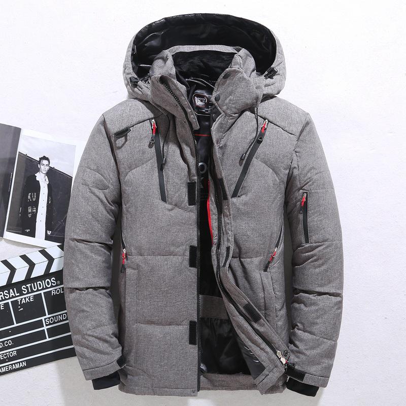 Weihnachtsgeschenk Herren Daunenjacke Schnee Parkas Männliche warme Kapuze winddichte Winter Daunenjacke Oberbekleidung XL grau von Joom DACH