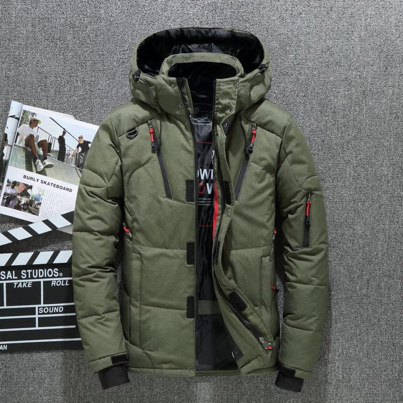 Weihnachtsgeschenk Herren Daunenjacke Schnee Parkas Männliche warme Kapuze winddichte Winter Daunenjacke Oberbekleidung XXL grün von Joom DACH