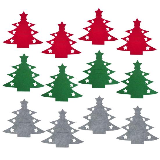 Weihnachtsgeschirrhalter Bestecktasche Weihnachtsbaum Bestecktaschen Abendessen Messer Gabel 12pcs bunt von Joom DACH