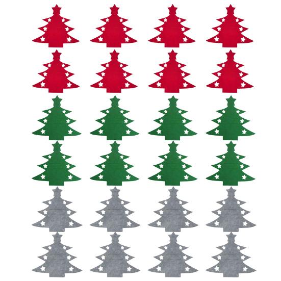 Weihnachtsgeschirrhalter Bestecktasche Weihnachtsbaum Bestecktaschen Abendessen Messer Gabel 24pcs bunt von Joom DACH