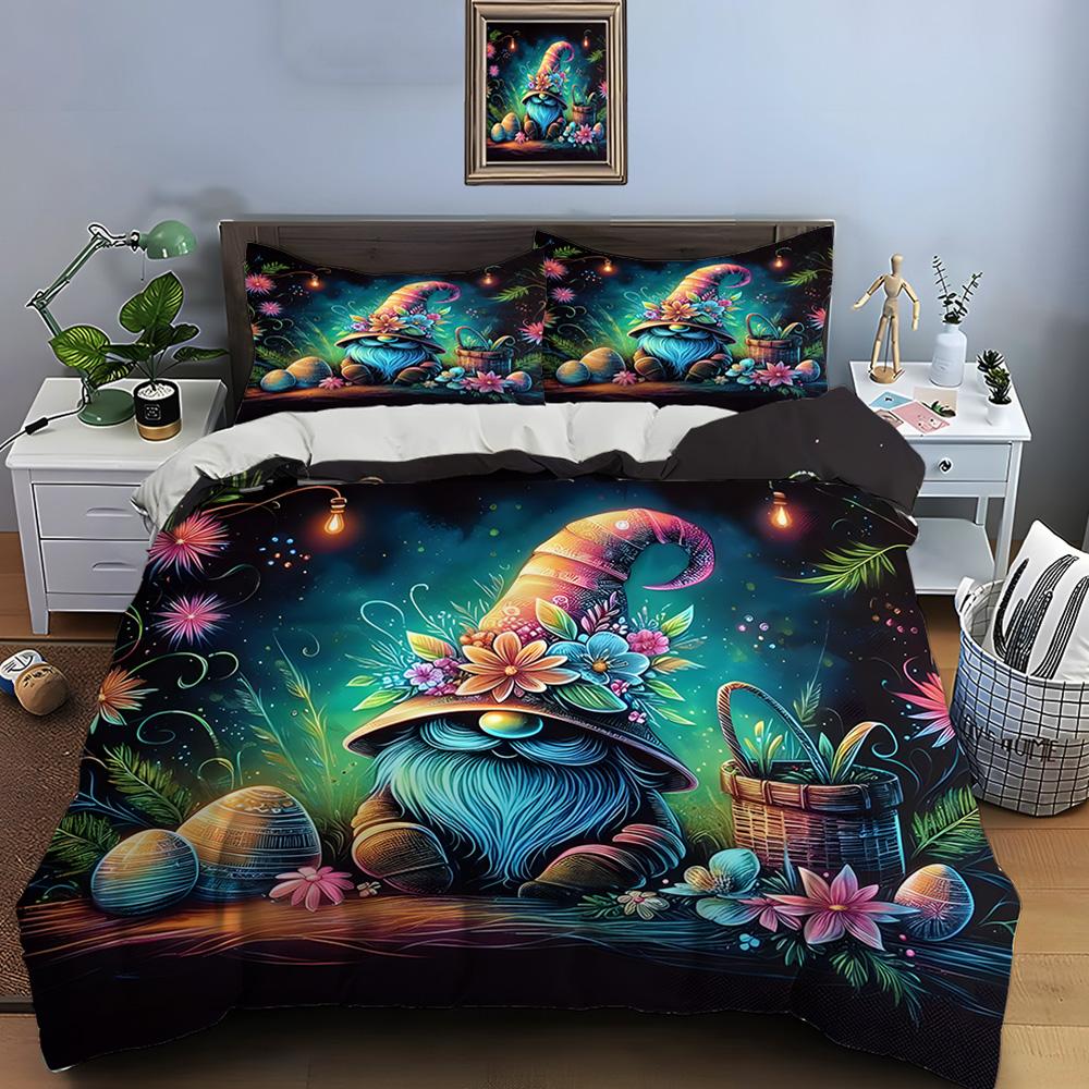 Weihnachtsgnom-Druck Bettwäsche-Set Bettbezug 1 Bettbezug 2 Kissenbezüge Erwachsenen- und Kinderbettwäsche-Set Luxus-Weihnachtsgeschenke EU Twin 135X200cm&set von Joom DACH