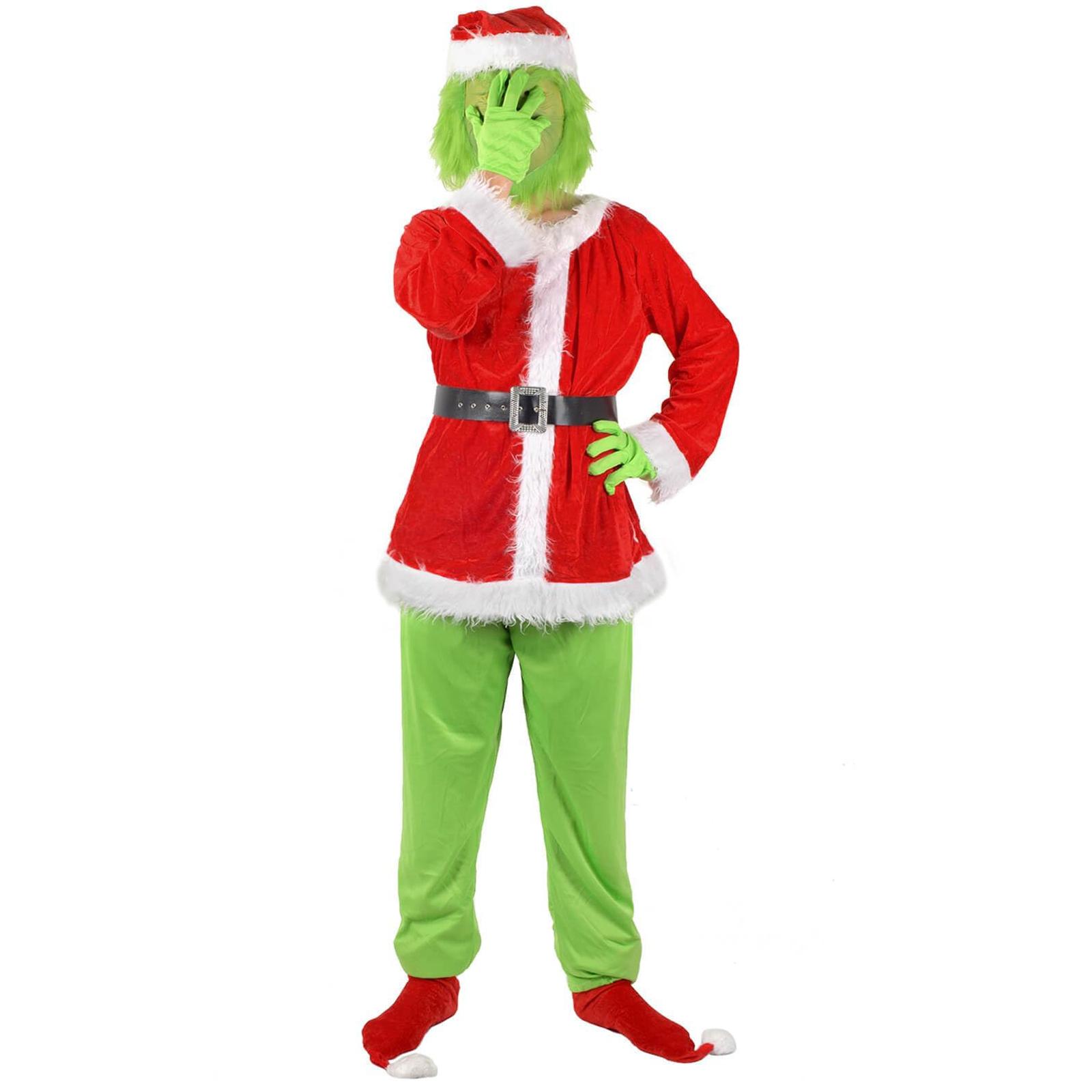 Weihnachtsgrüne Kostüme-Kinder Felliges Weihnachts-Cosplay-Kostüm Weihnachtsmann-Outfit-Sets 120 grün von Joom DACH